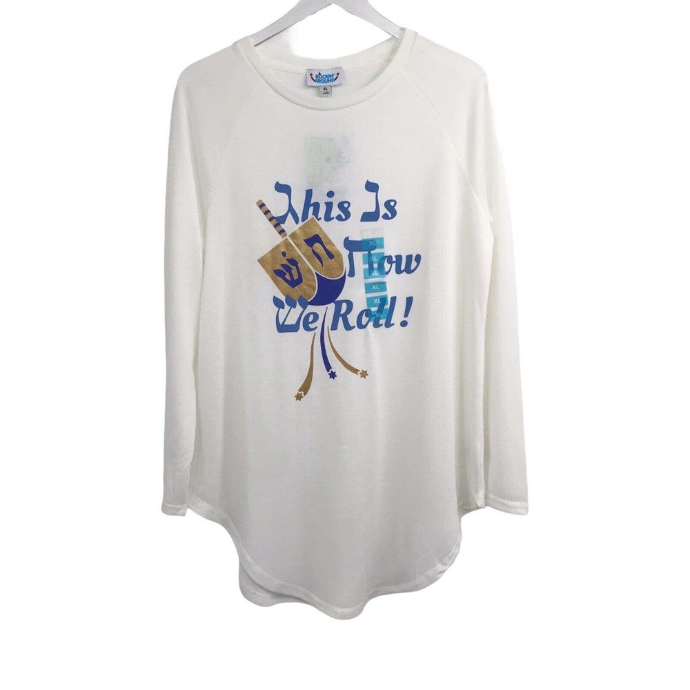 NEW ROCKIN AROUND WOMEN'S SIZE X-LARGE LONG SLEEVE WHITE TOP